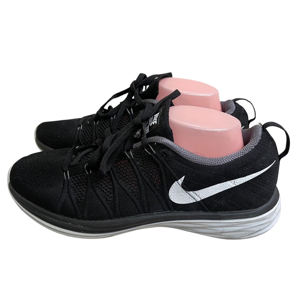 Nike Flyknit Lunar 2 Shoes Womens 10 Black Athletic Gym Workout Running Trainer